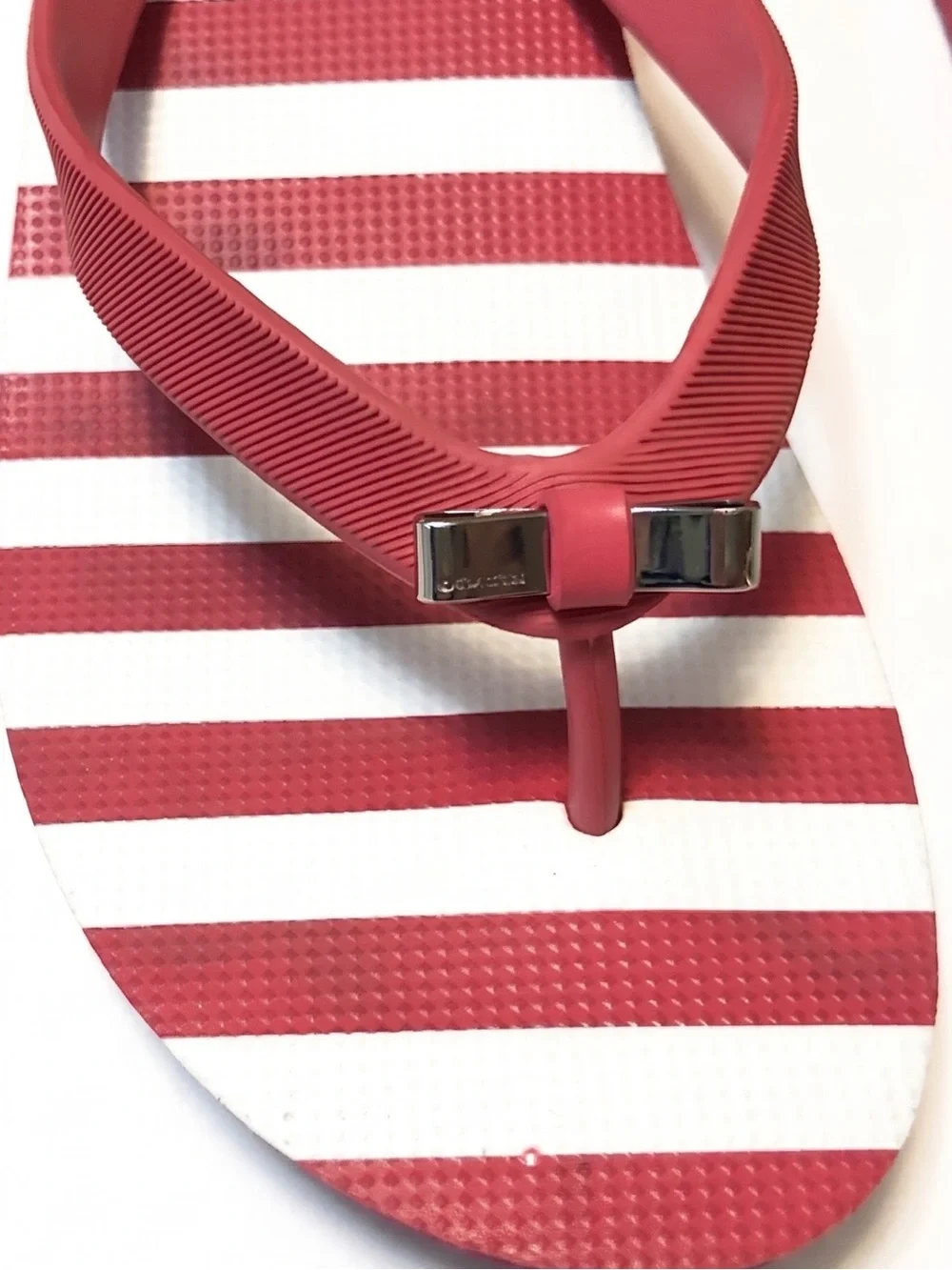 Coach Y2K Pink Platform Wedge Flip Flop Sandals – Retro 2000s pink Stripes